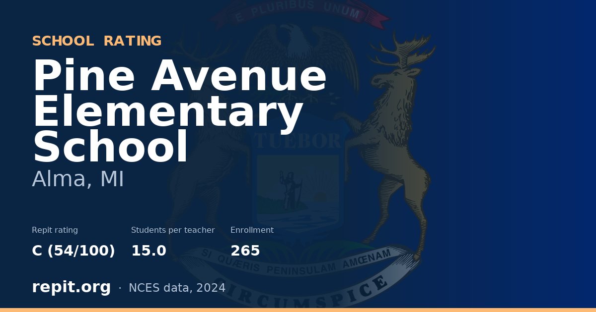 Pine Avenue Elementary School, Alma, MI — Repit school rating C (54/100)