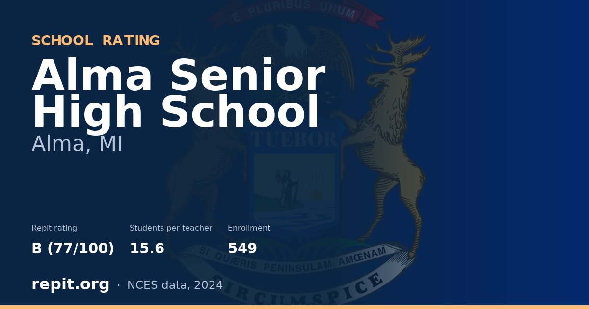 Alma Senior High School, Alma, MI — Repit school rating B (77/100)