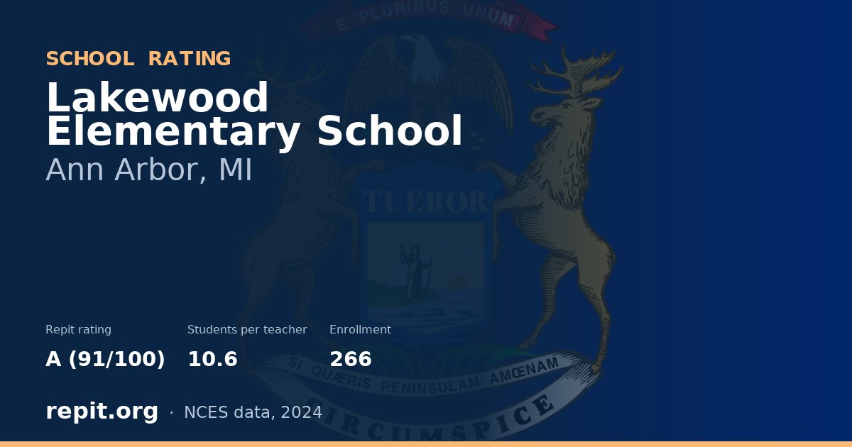 Lakewood Elementary School, Ann Arbor, MI — Repit school rating A (91/100)
