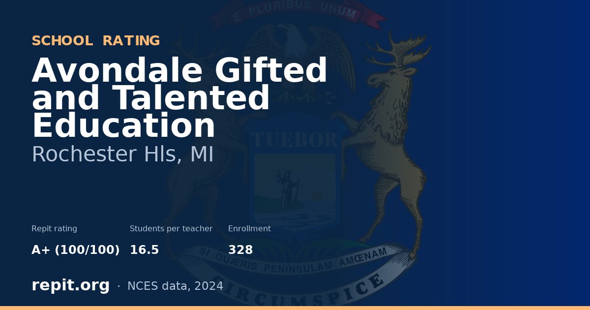 Avondale Gifted and Talented Education, Rochester Hls, MI — Repit school rating A+ (100/100)