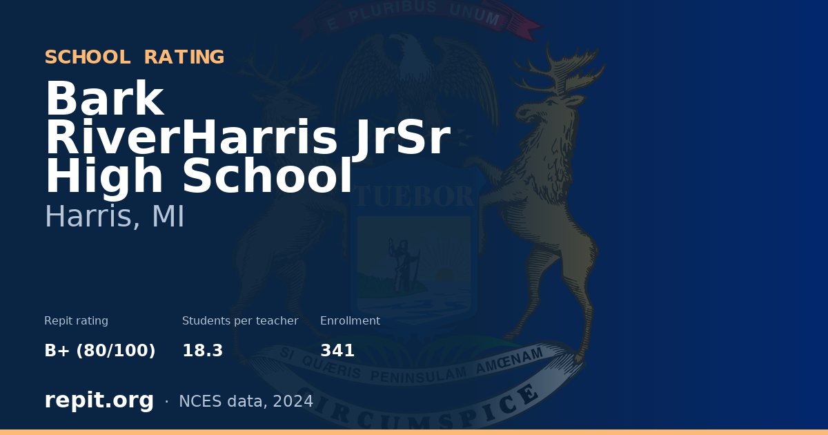 Bark RiverHarris JrSr High School, Harris, MI — Repit school rating B+ (80/100)