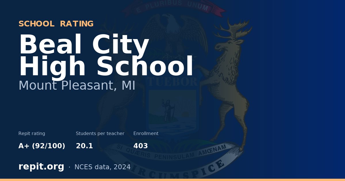 Beal City High School, Mount Pleasant, MI — Repit school rating A+ (92/100)