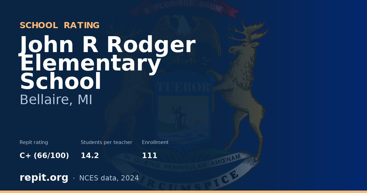 John R Rodger Elementary School, Bellaire, MI — Repit school rating C+ (66/100)