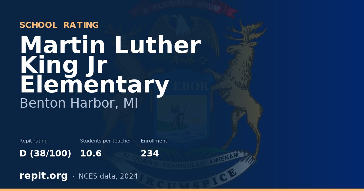 Martin Luther King Jr Elementary, Benton Harbor, MI — Repit school rating D (38/100)