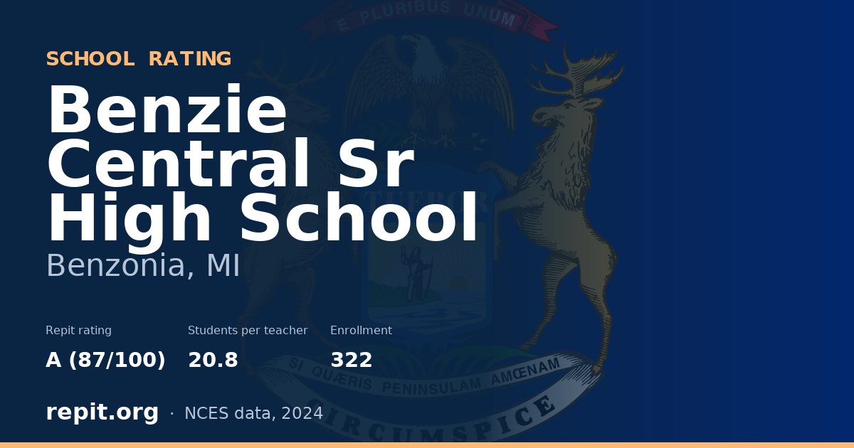 Benzie Central Sr High School, Benzonia, MI — Repit school rating A (87/100)