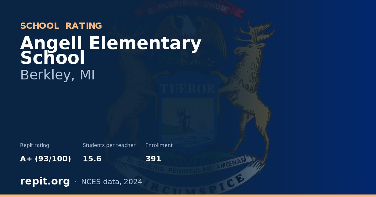 Angell Elementary School, Berkley, MI — Repit school rating A+ (93/100)