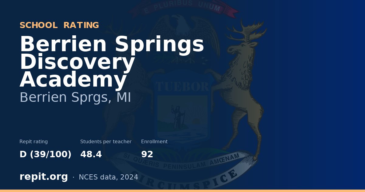Berrien Springs Discovery Academy, Berrien Sprgs, MI — Repit school rating D (39/100)