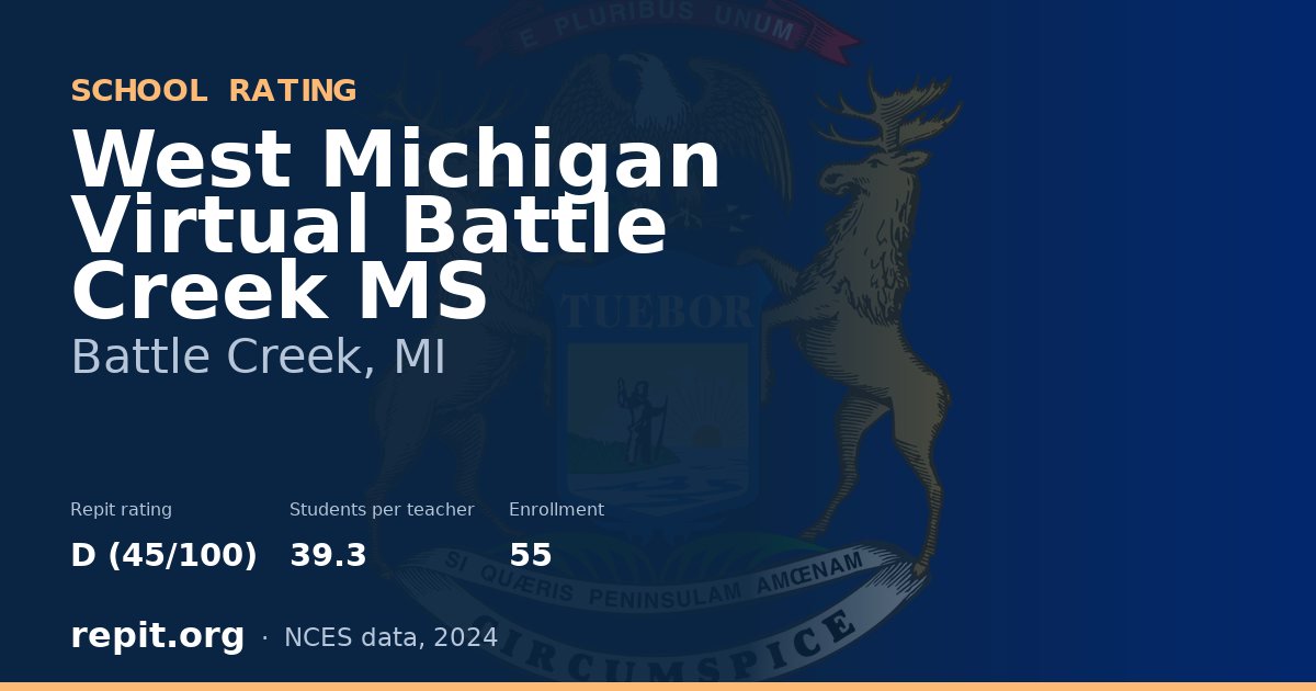 West Michigan Virtual  Battle Creek MS, Battle Creek, MI — Repit school rating D (45/100)