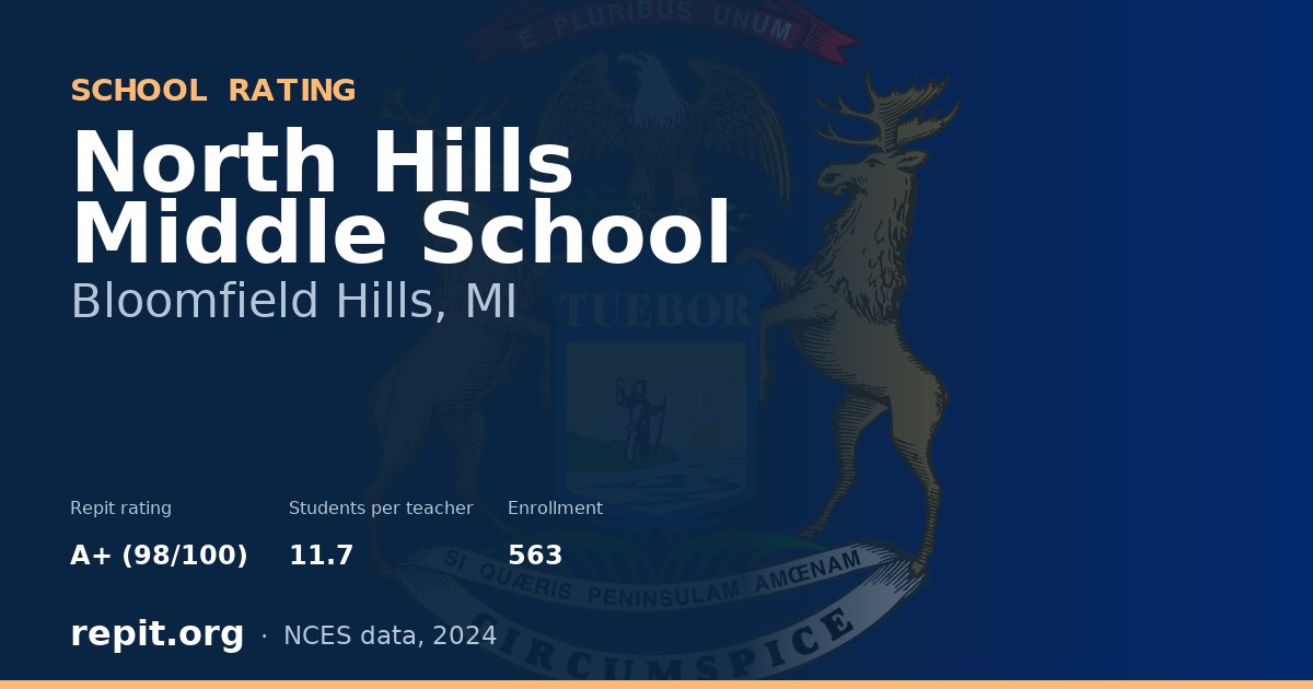 North Hills Middle School, Bloomfield Hills, MI — Repit school rating A+ (98/100)