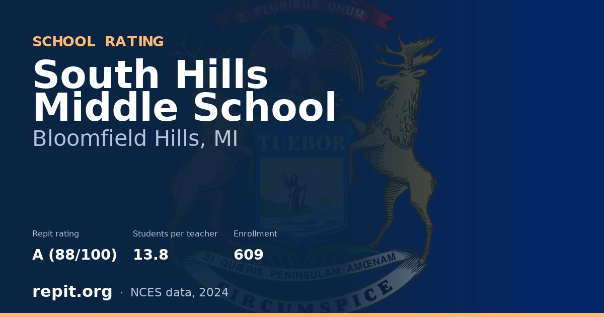 South Hills Middle School, Bloomfield Hills, MI — Repit school rating A (88/100)