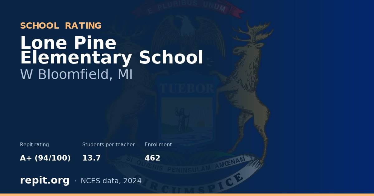 Lone Pine Elementary School, W Bloomfield, MI — Repit school rating A+ (94/100)