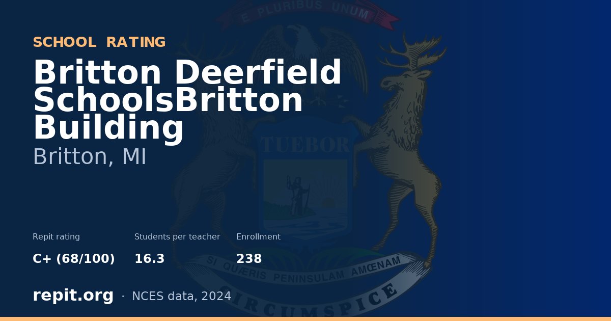 Britton Deerfield SchoolsBritton Building, Britton, MI — Repit school rating C+ (68/100)
