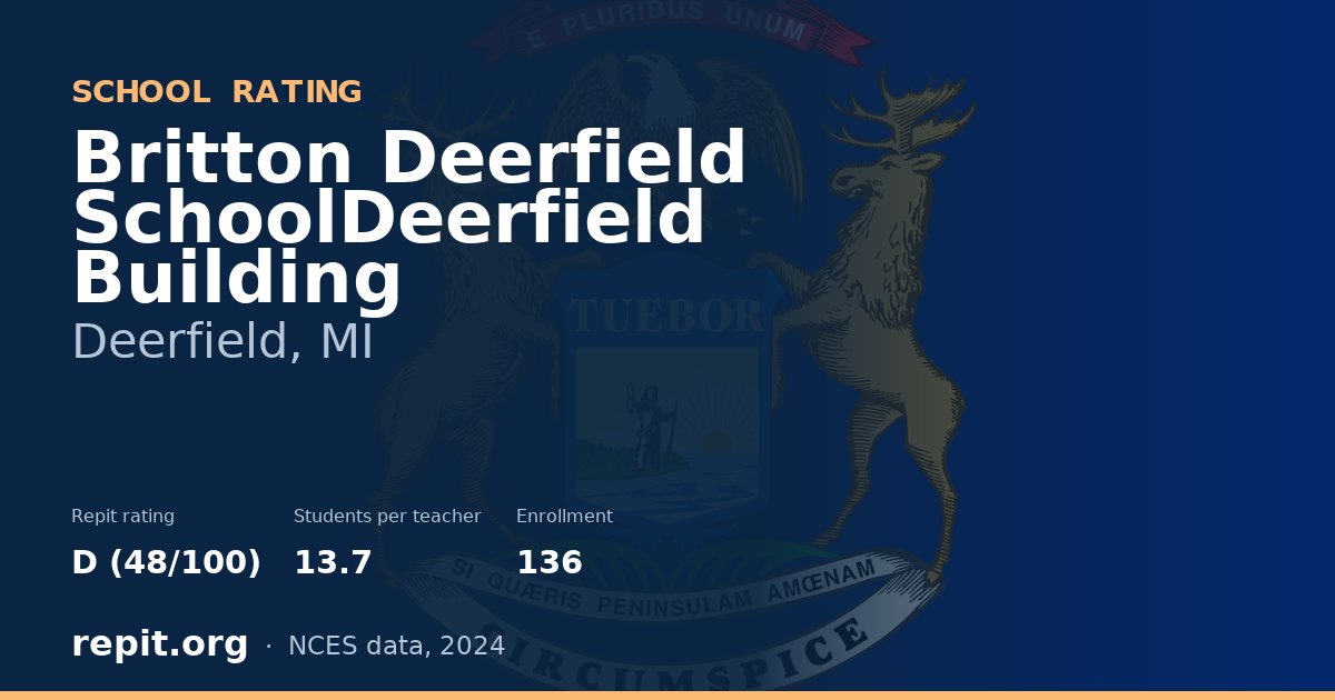 Britton Deerfield SchoolDeerfield Building, Deerfield, MI — Repit school rating D (48/100)