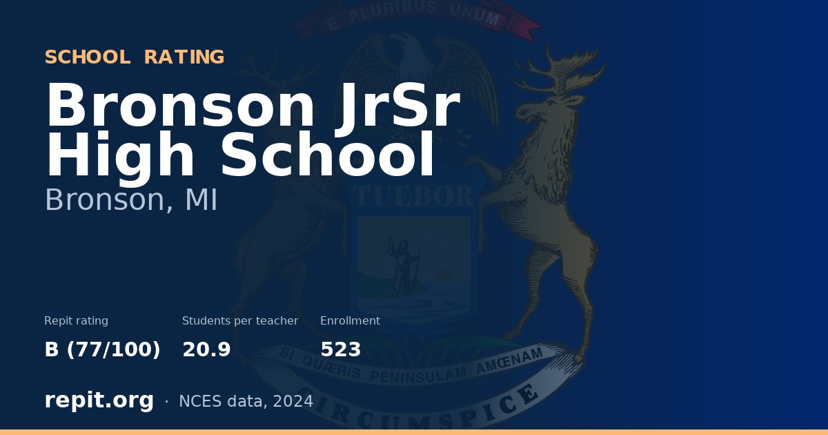 Bronson JrSr High School, Bronson, MI — Repit school rating B (77/100)