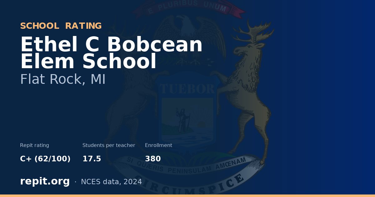 Ethel C Bobcean Elem School, Flat Rock, MI — Repit school rating C+ (62/100)