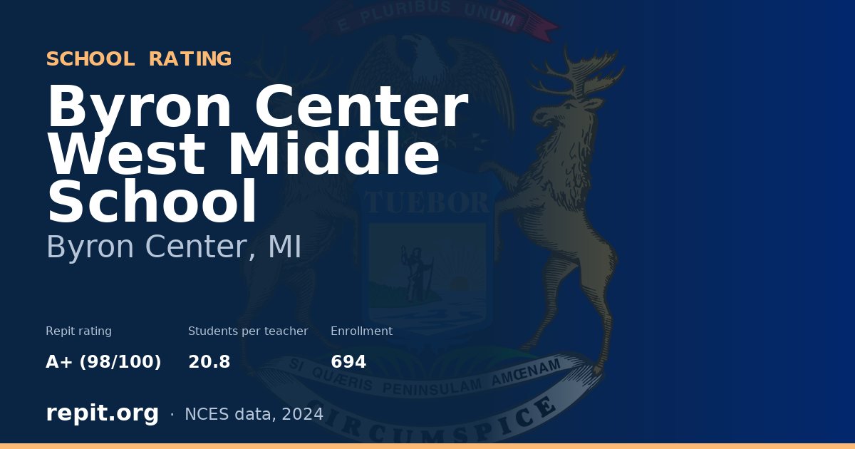 Byron Center West Middle School, Byron Center, MI — Repit school rating A+ (98/100)