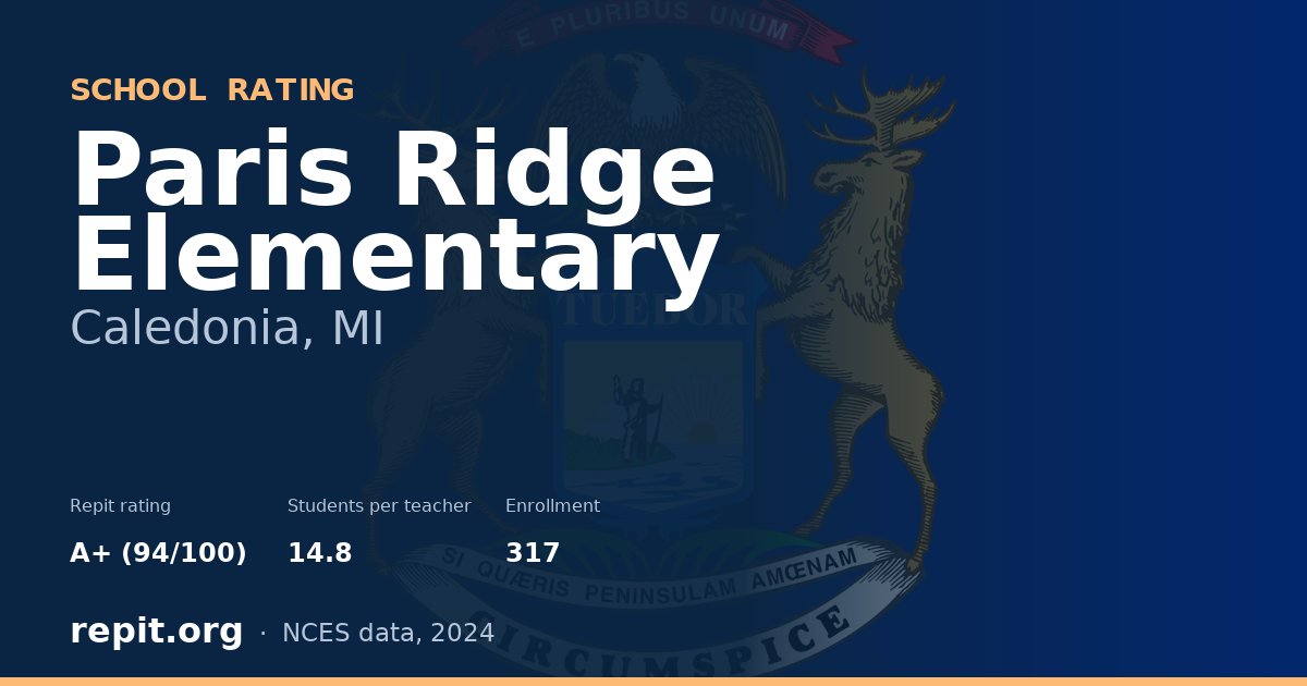 Paris Ridge Elementary, Caledonia, MI — Repit school rating A+ (94/100)