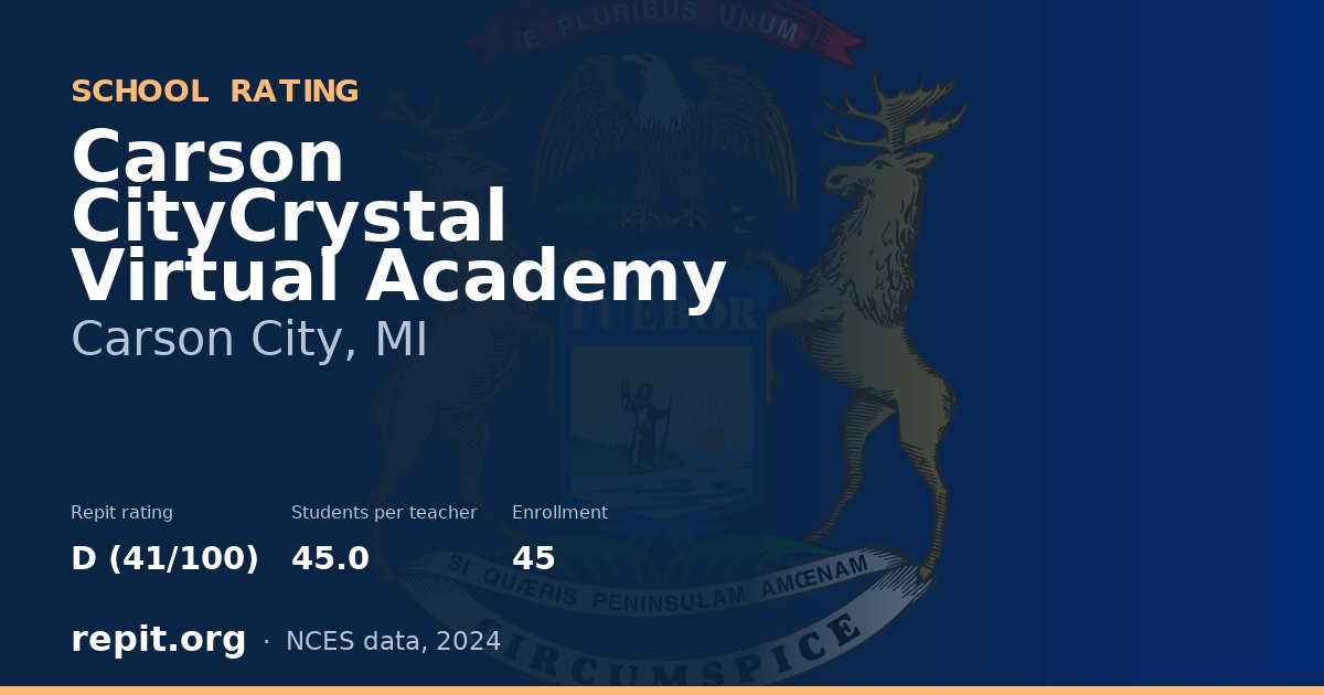 Carson CityCrystal Virtual Academy, Carson City, MI — Repit school rating D (41/100)