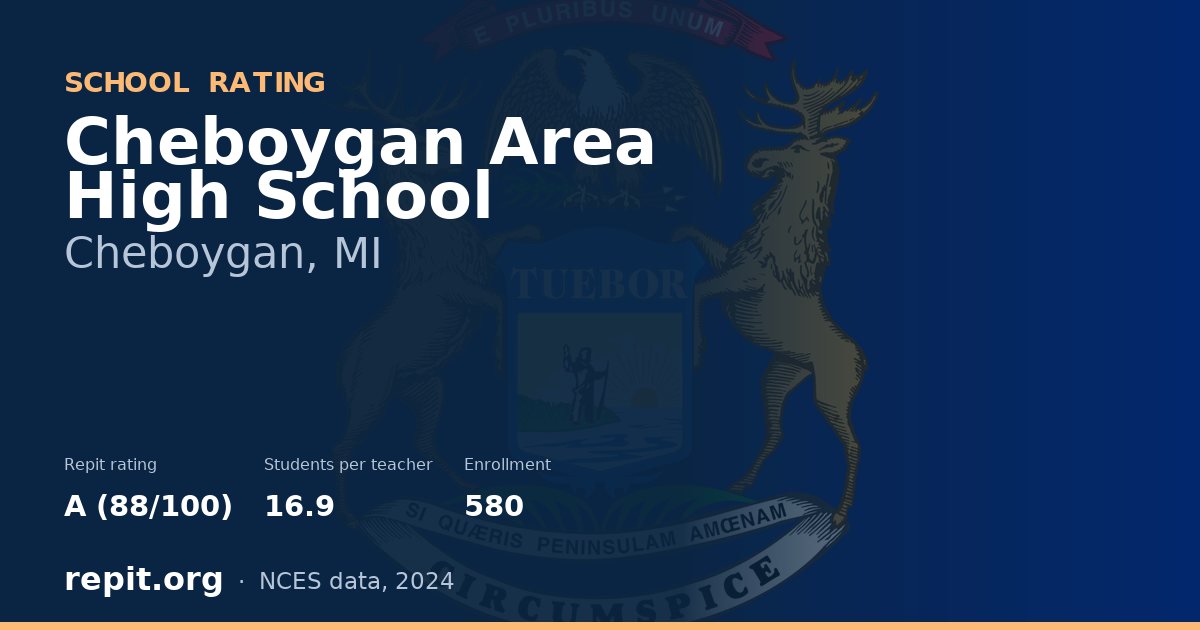 Cheboygan Area High School, Cheboygan, MI — Repit school rating A (88/100)