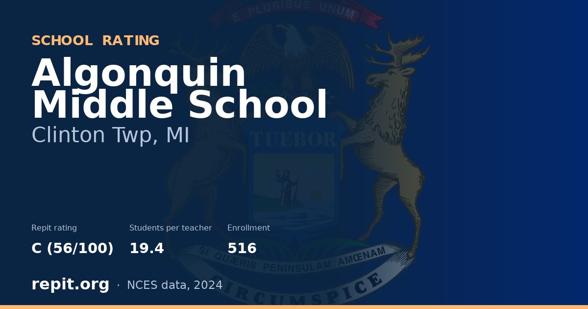 Algonquin Middle School, Clinton Twp, MI — Repit school rating C (56/100)