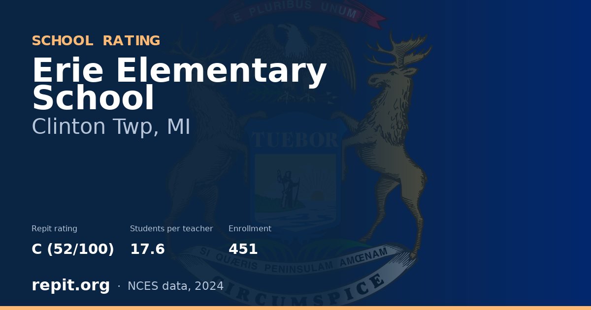 Erie Elementary School, Clinton Twp, MI — Repit school rating C (52/100)