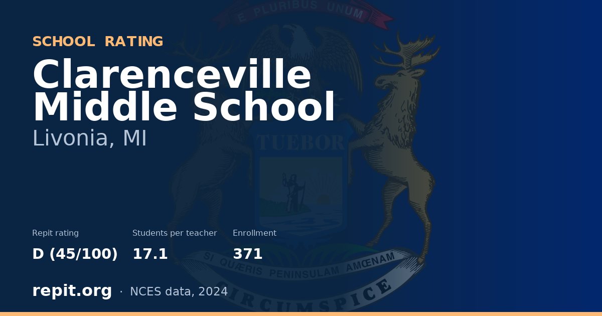 Clarenceville Middle School, Livonia, MI — Repit school rating D (45/100)