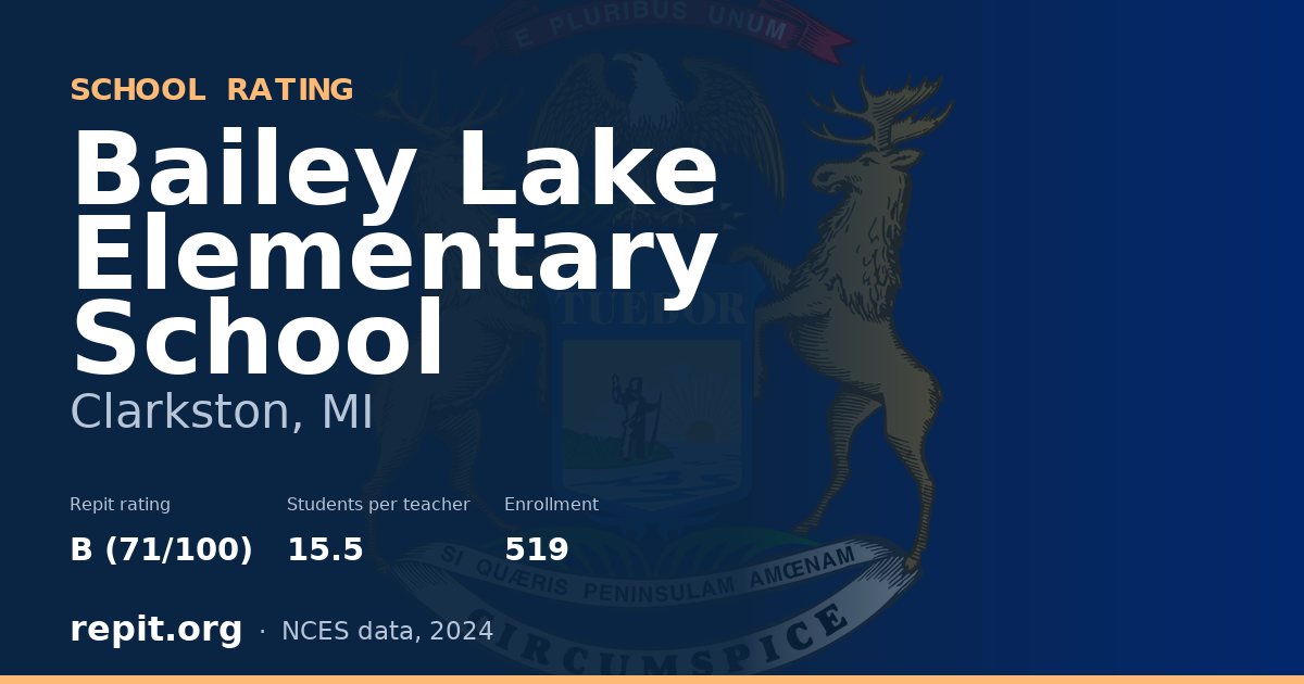 Bailey Lake Elementary School, Clarkston, MI — Repit school rating B (71/100)