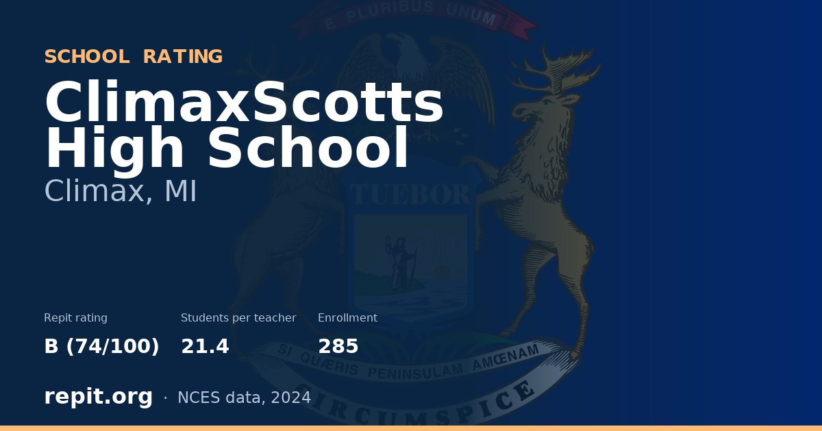 ClimaxScotts High School, Climax, MI — Repit school rating B (74/100)