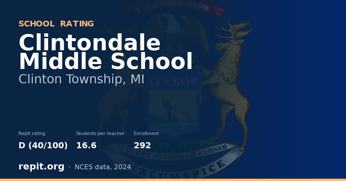 Clintondale Middle School, Clinton Township, MI — Repit school rating D (40/100)