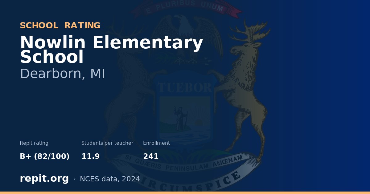 Nowlin Elementary School, Dearborn, MI — Repit school rating B+ (82/100)