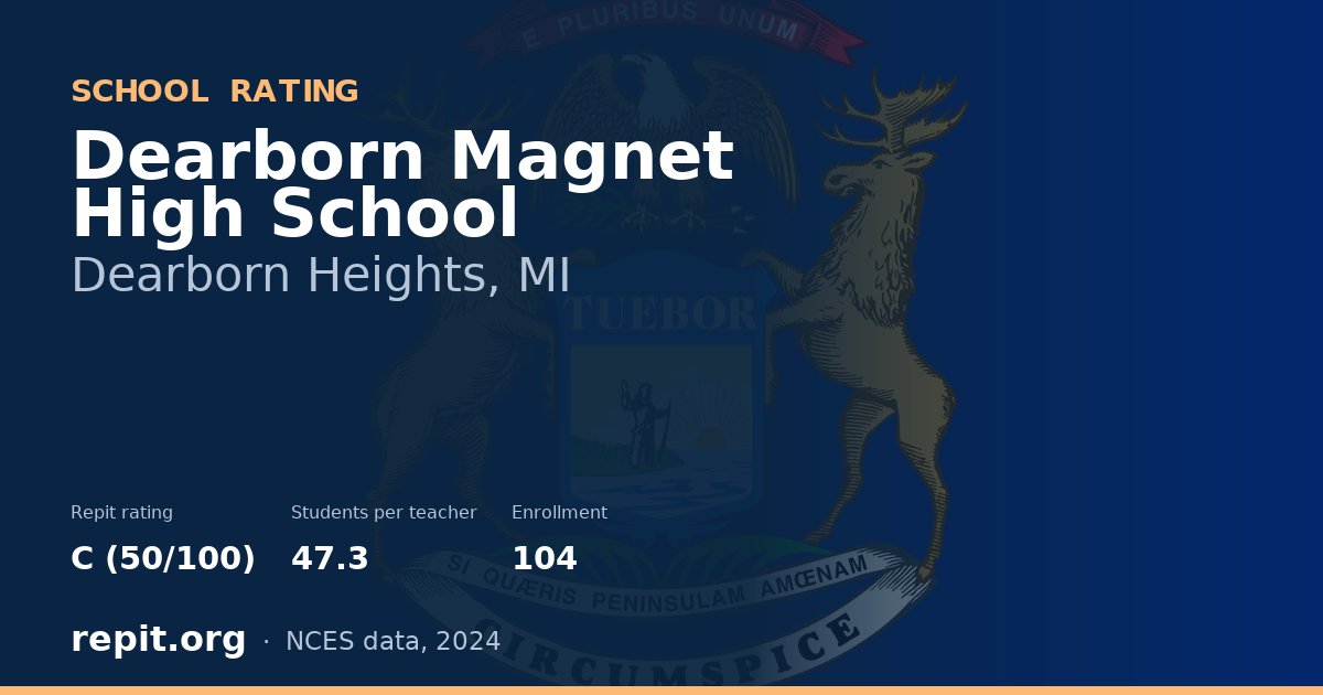 Dearborn Magnet High School, Dearborn Heights, MI — Repit school rating C (50/100)
