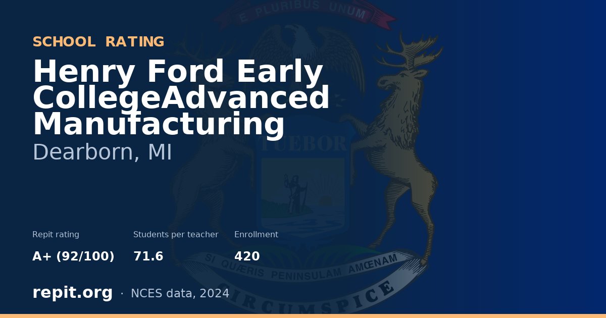 Henry Ford Early CollegeAdvanced Manufacturing, Dearborn, MI — Repit school rating A+ (92/100)