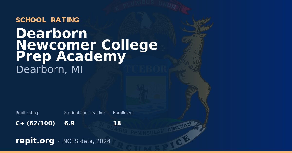 Dearborn Newcomer College Prep Academy, Dearborn, MI — Repit school rating C+ (62/100)