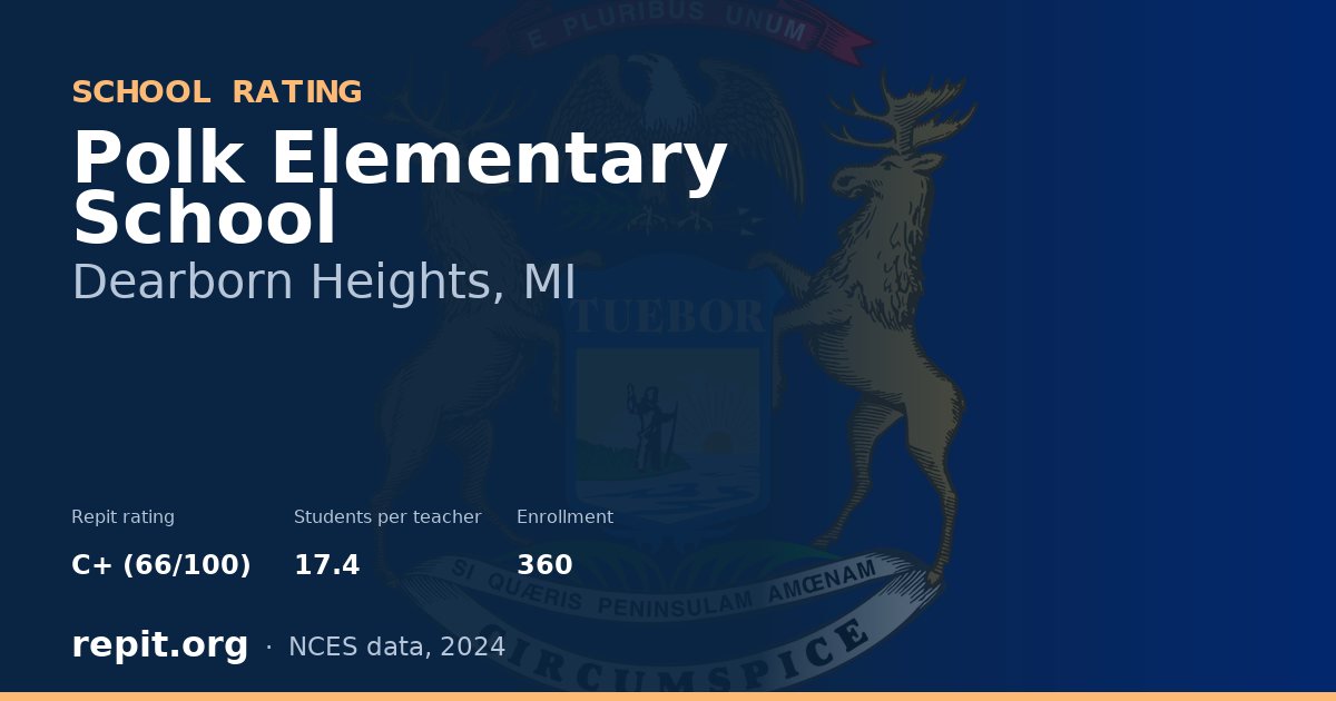 Polk Elementary School, Dearborn Heights, MI — Repit school rating C+ (66/100)