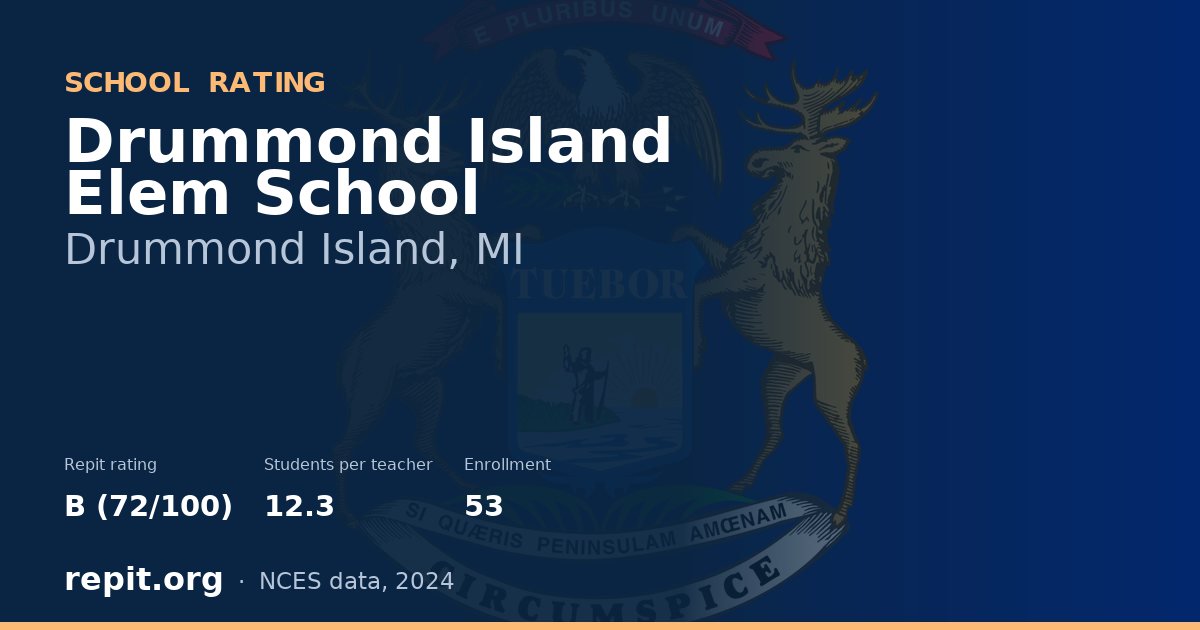 Drummond Island Elem School, Drummond Island, MI — Repit school rating B (72/100)