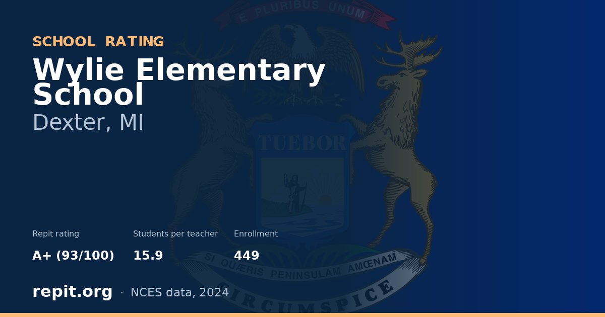 Wylie Elementary School, Dexter, MI — Repit school rating A+ (93/100)