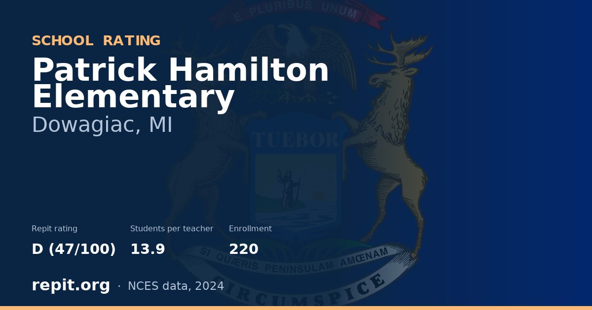 Patrick Hamilton Elementary, Dowagiac, MI — Repit school rating D (47/100)