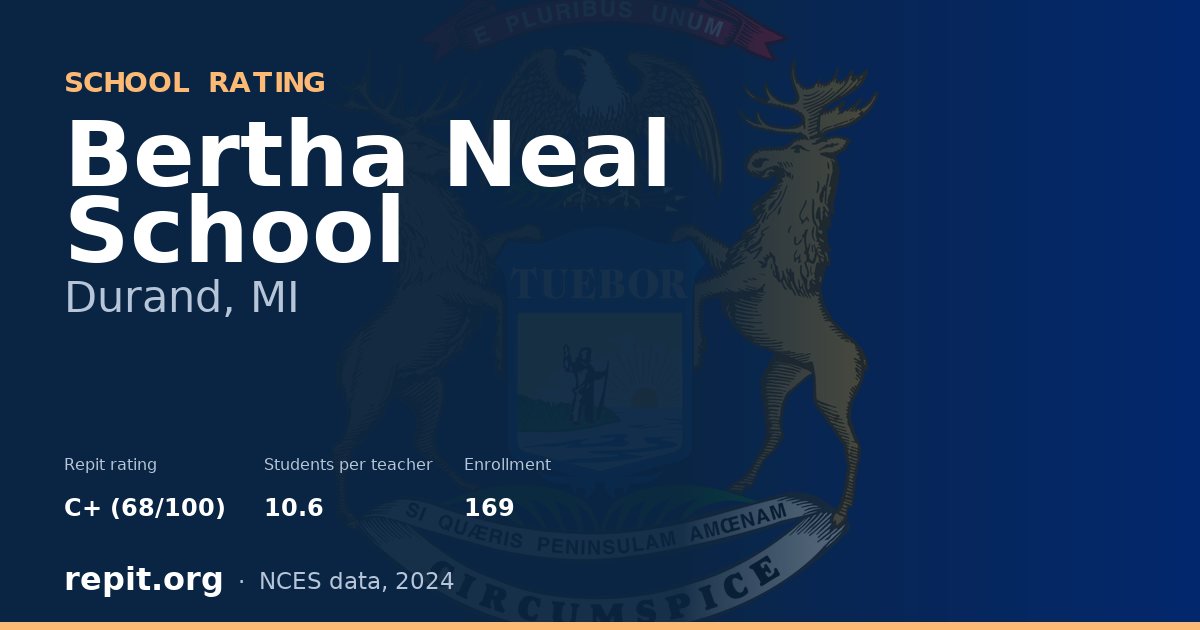 Bertha Neal School, Durand, MI — Repit school rating C+ (68/100)
