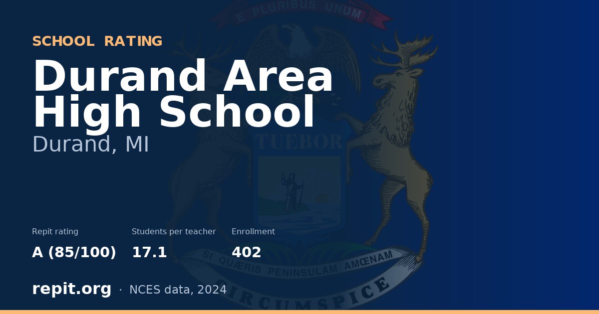 Durand Area High School, Durand, MI — Repit school rating A (85/100)