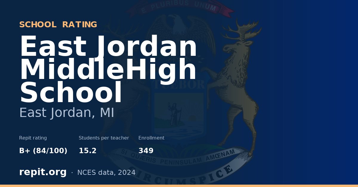 East Jordan MiddleHigh School, East Jordan, MI — Repit school rating B+ (84/100)