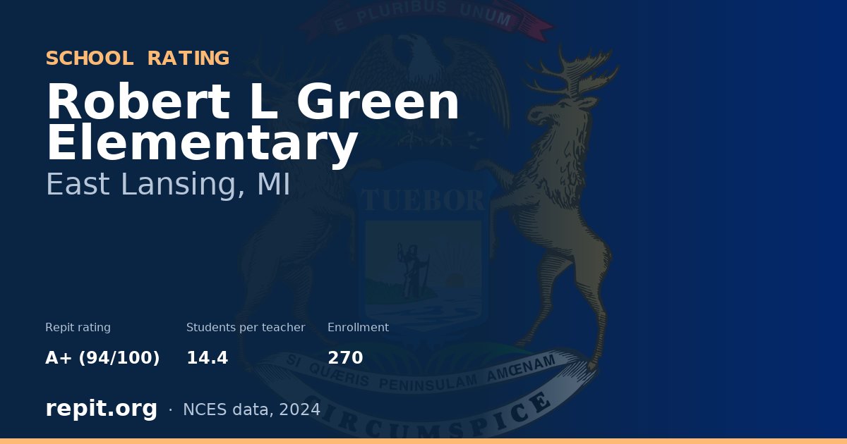 Robert L Green Elementary, East Lansing, MI — Repit school rating A+ (94/100)