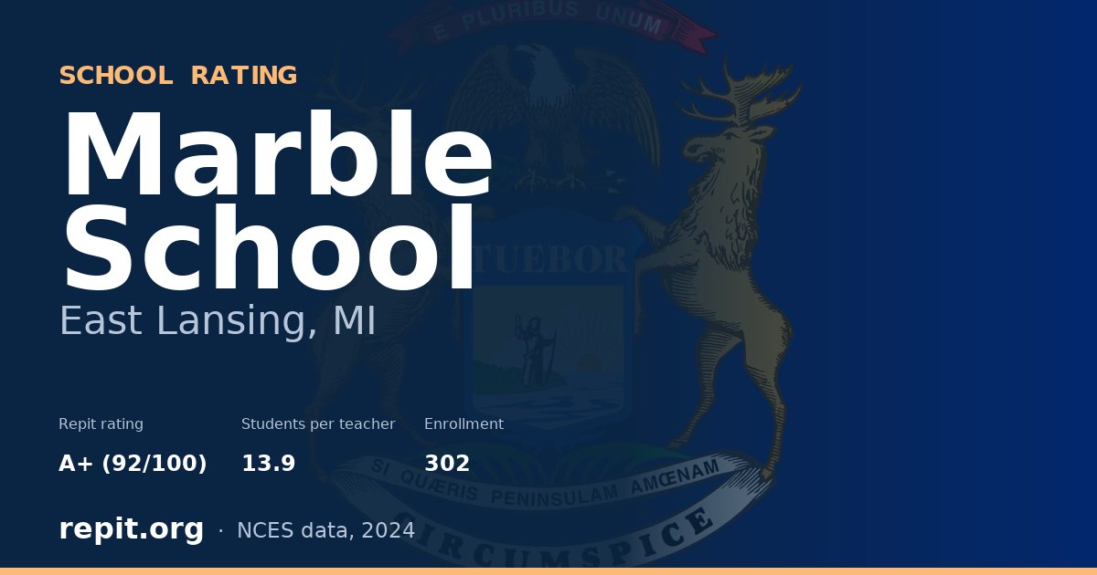 Marble School, East Lansing, MI — Repit school rating A+ (92/100)