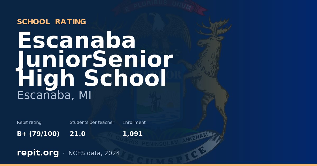 Escanaba JuniorSenior High School, Escanaba, MI — Repit school rating B+ (79/100)