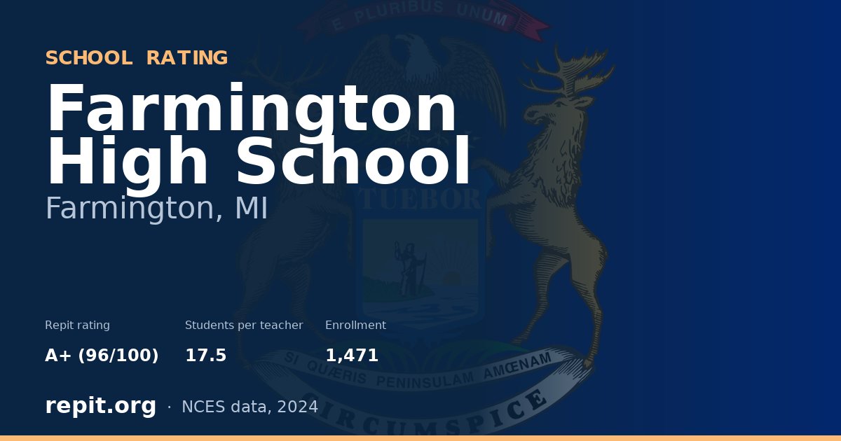 Farmington High School, Farmington, MI — Repit school rating A+ (96/100)