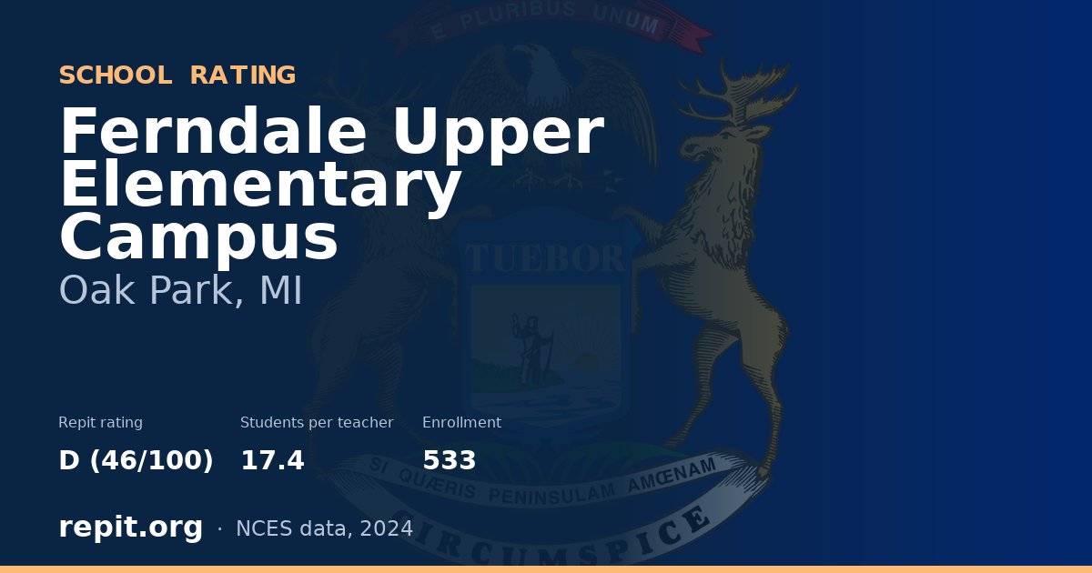 Ferndale Upper Elementary Campus, Oak Park, MI — Repit school rating D (46/100)