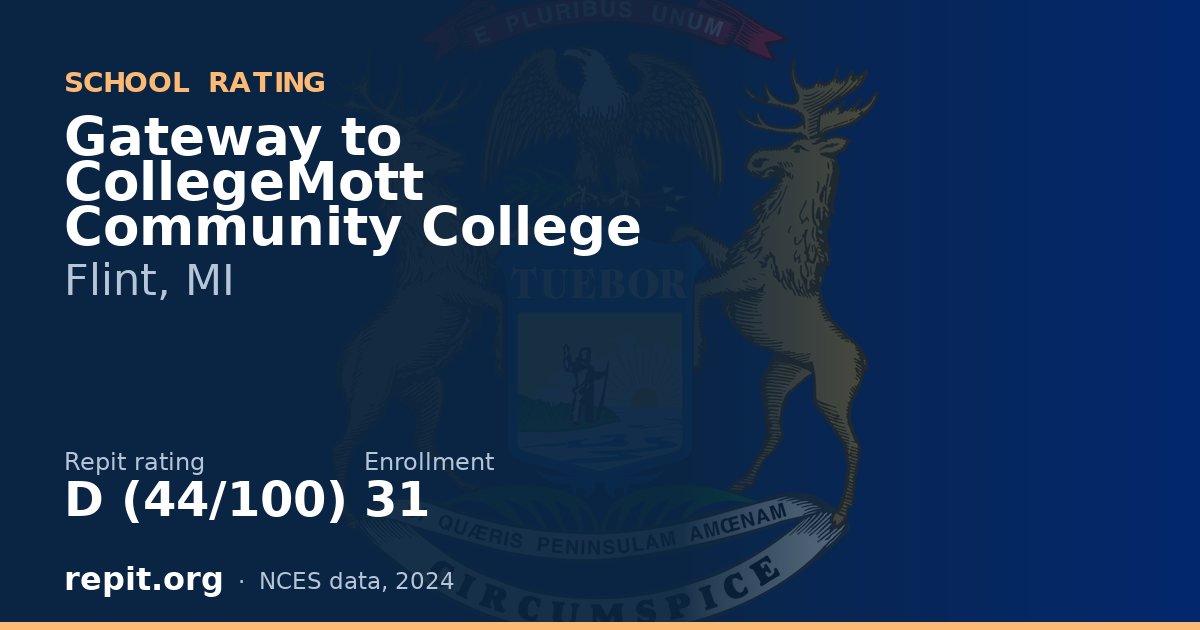 Gateway to CollegeMott Community College, Flint, MI — Repit school rating D (44/100)