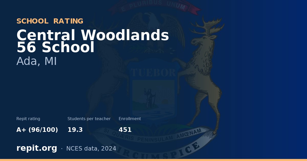 Central Woodlands 56 School, Ada, MI — Repit school rating A+ (96/100)