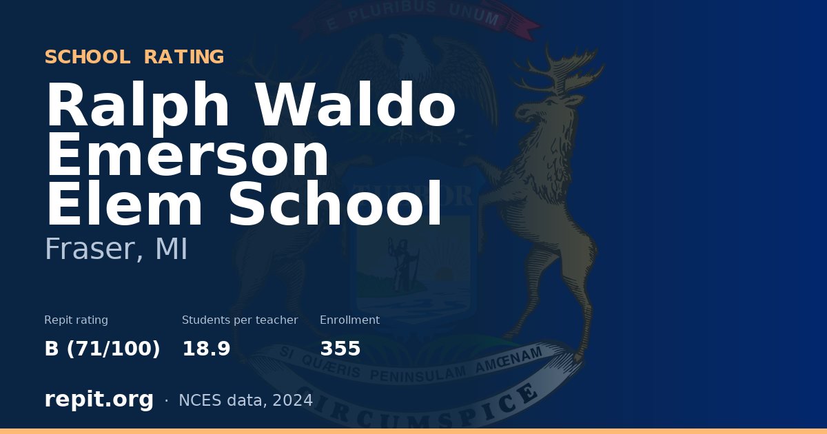 Ralph Waldo Emerson Elem School, Fraser, MI — Repit school rating B (71/100)
