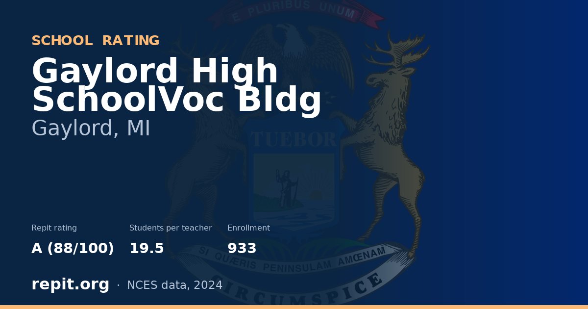 Gaylord High SchoolVoc Bldg, Gaylord, MI — Repit school rating A (88/100)