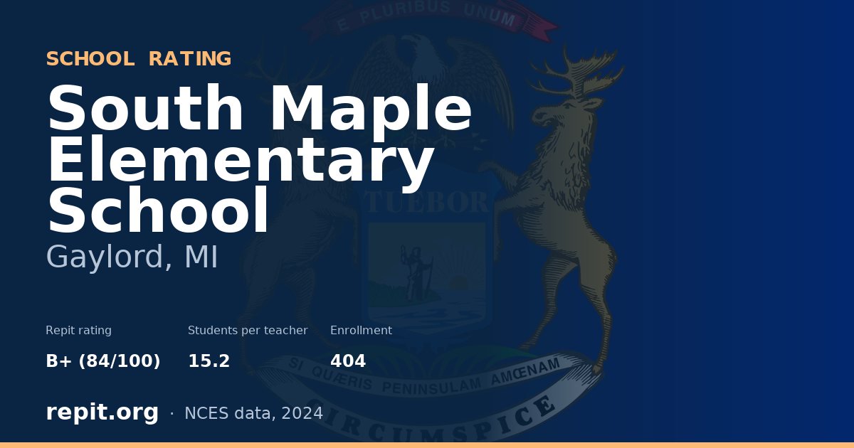 South Maple Elementary School, Gaylord, MI — Repit school rating B+ (84/100)